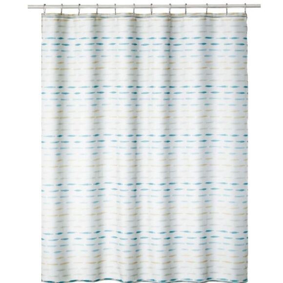 mDesign Polyester Fabric Modern Brush Stroke Print Shower Curtain with Reinforce - Picture 1 of 2